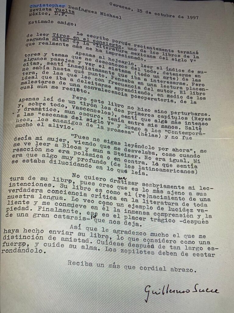 Una carta a Christopher Domínguez Michael